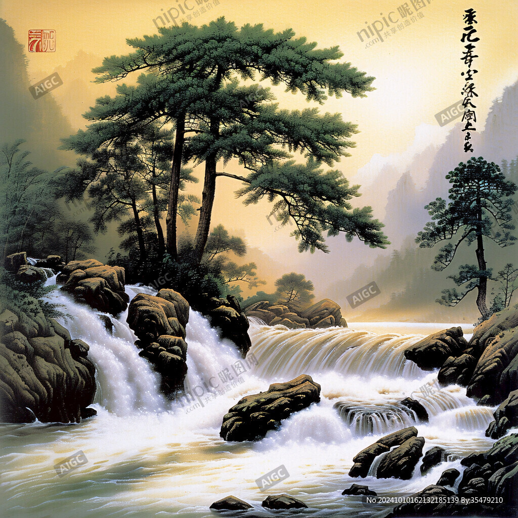 迎客松壁画挂画壁纸