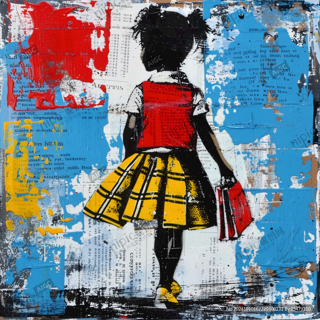 人物色块面料印花