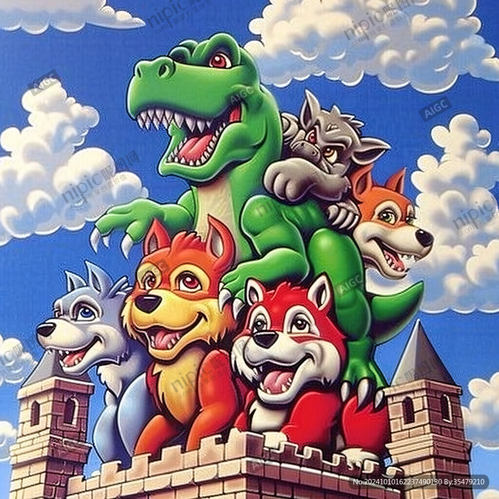 卡通动物立体画