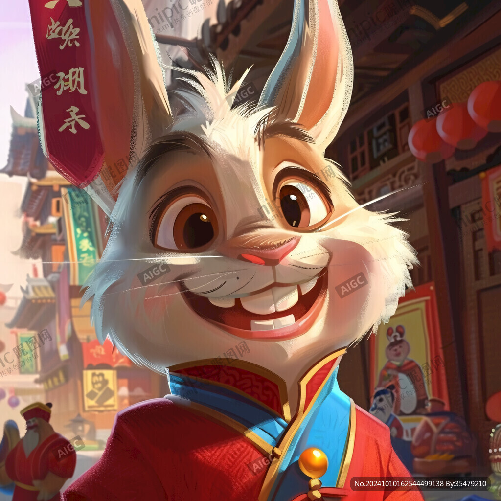 兔年东来也风插画