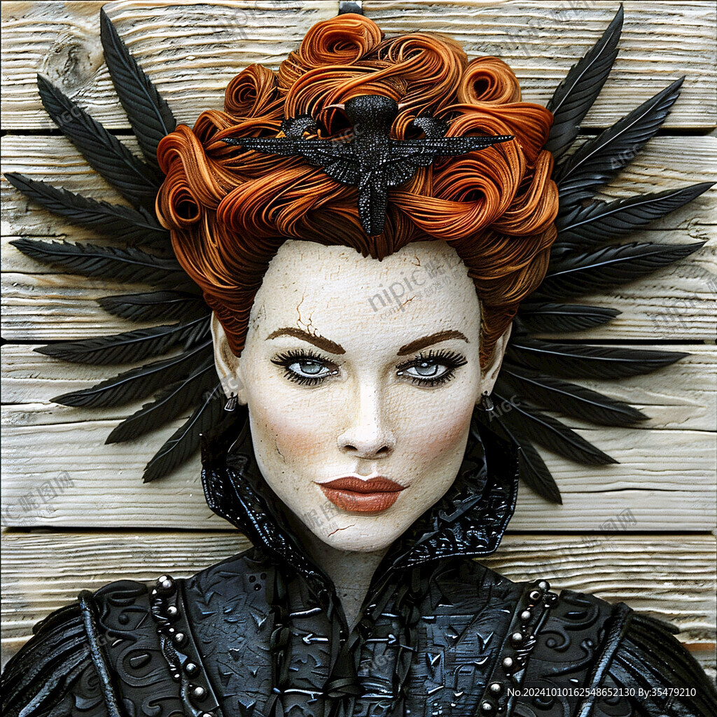 带冕状头饰女子头像