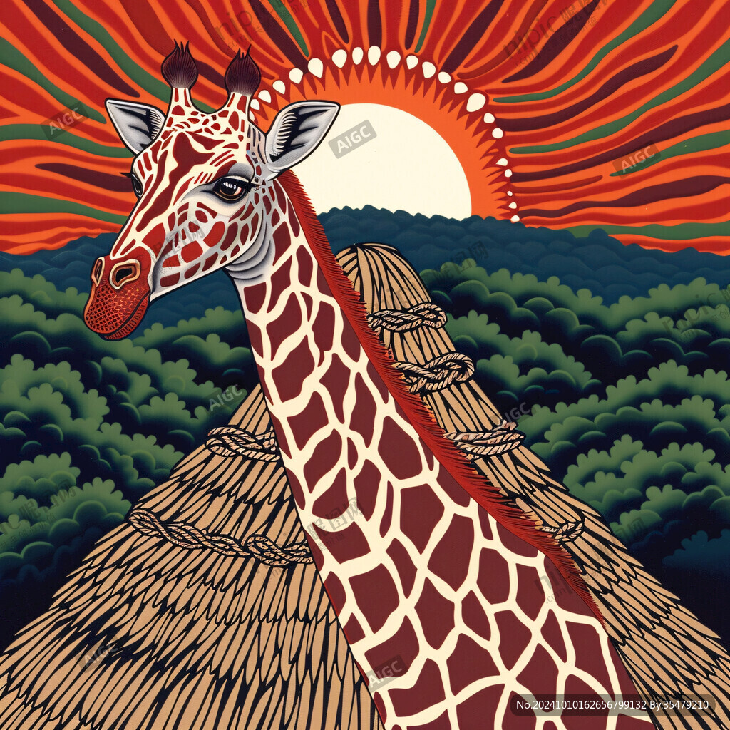 长颈鹿卡通绘画