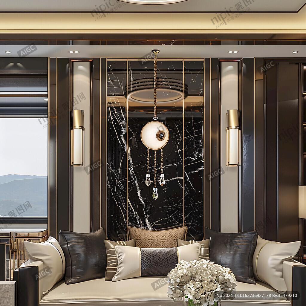 轻奢金线客厅背景