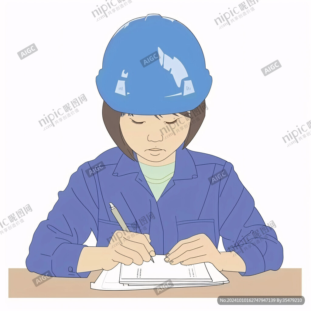 手绘工作的女孩线稿