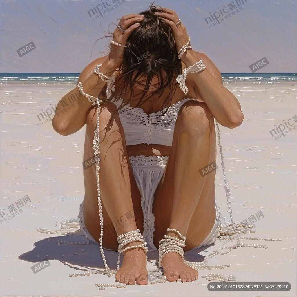 海滩比基尼女孩装饰画