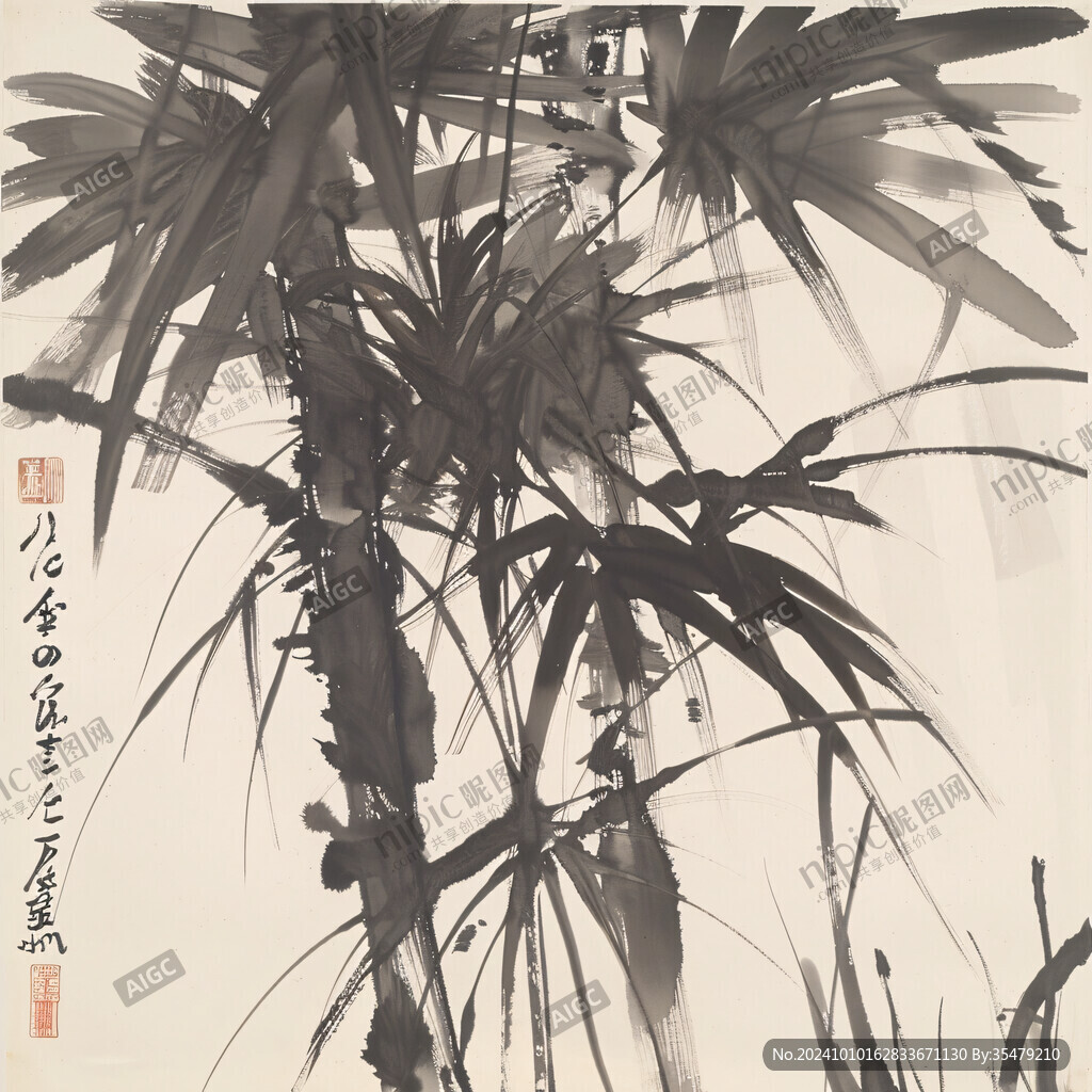 写意竹子芭蕉图