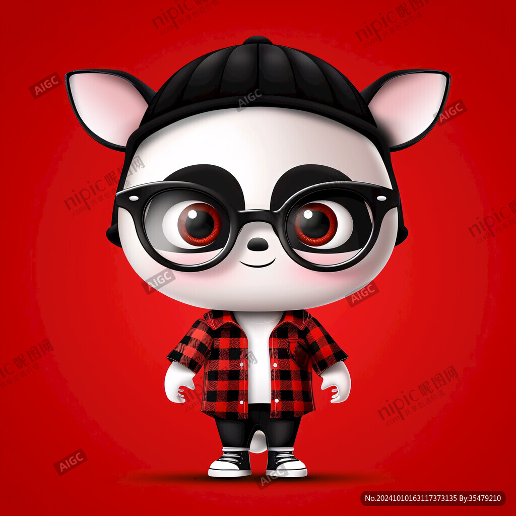 街头酷帅熊猫卡通