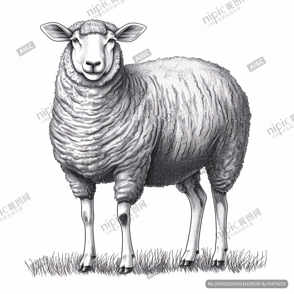 手绘草原羊