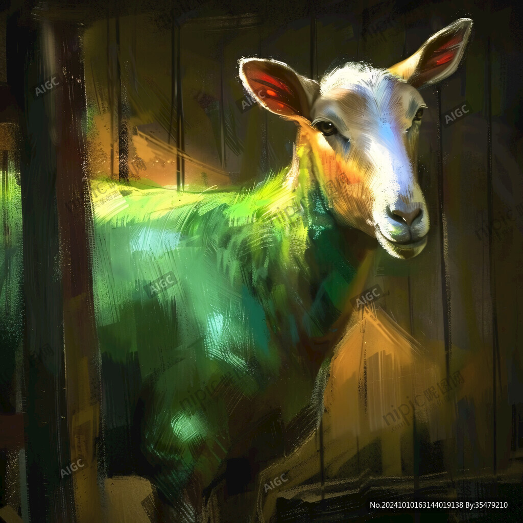 手绘梦幻羊风格装饰画