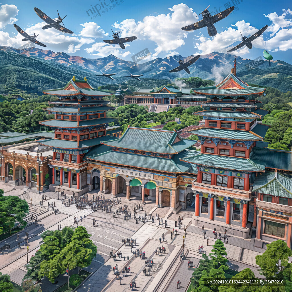 古代宫殿建筑工程场景