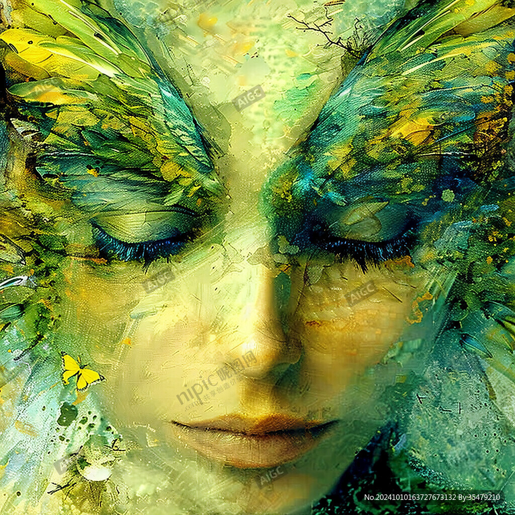 唯美抽象画水彩画女人