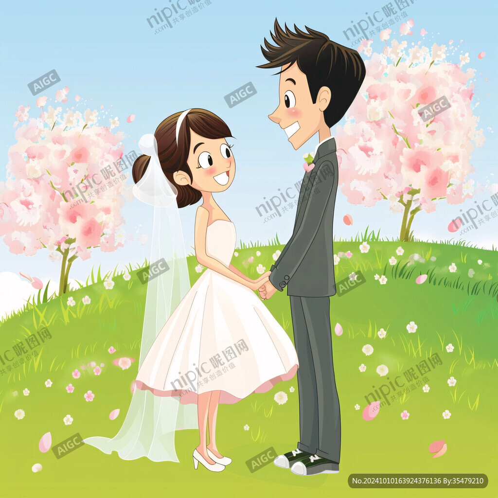 结婚卡通插画