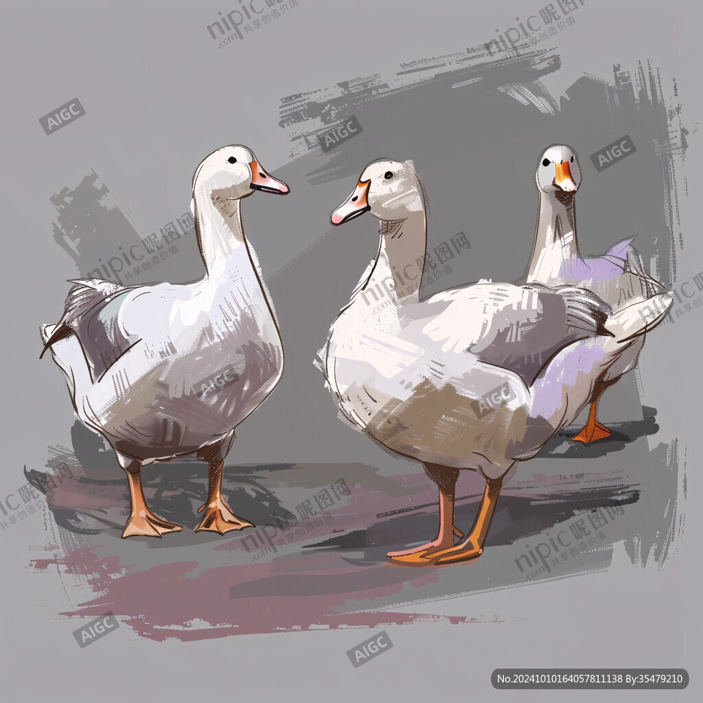 手绘鹅插画