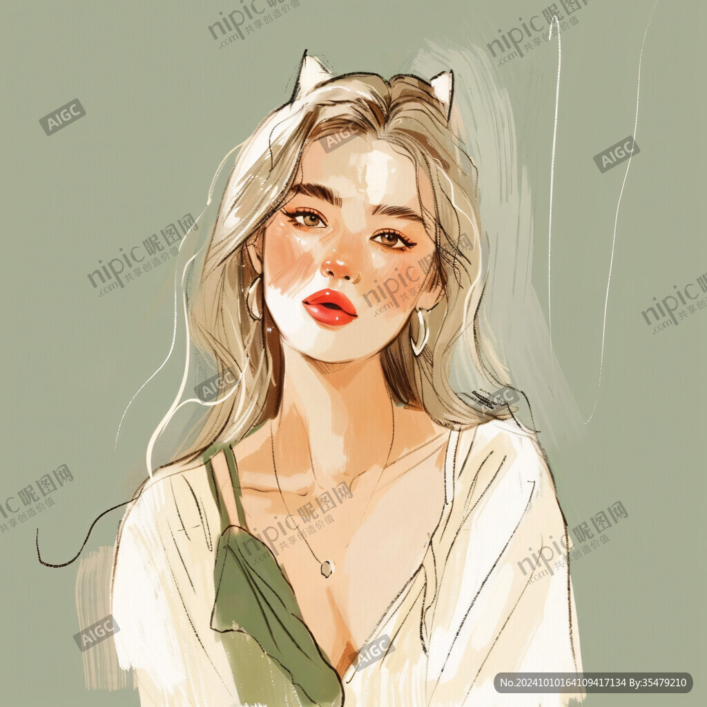 潮流插画美女人物插画