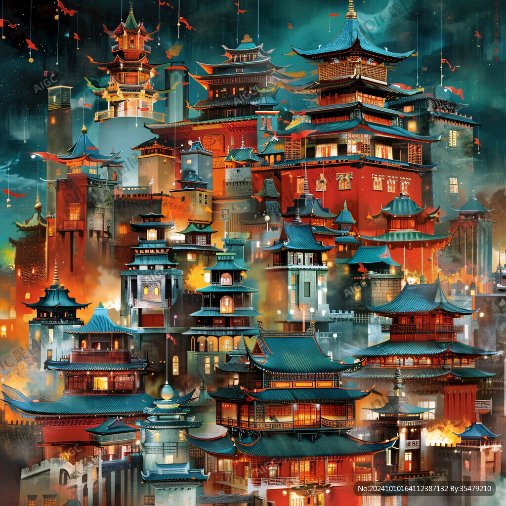 古风插画皇宫楼阁插画