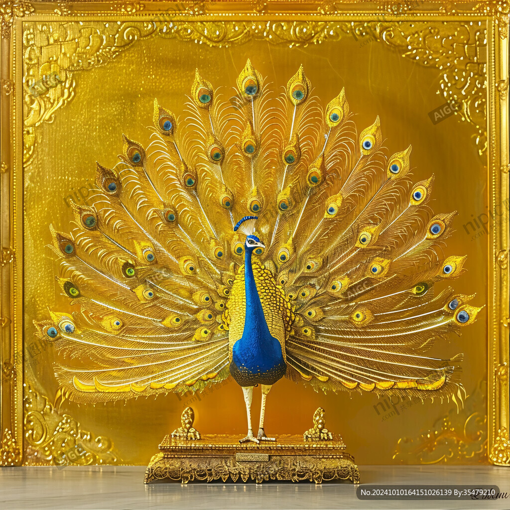金色浮雕孔雀