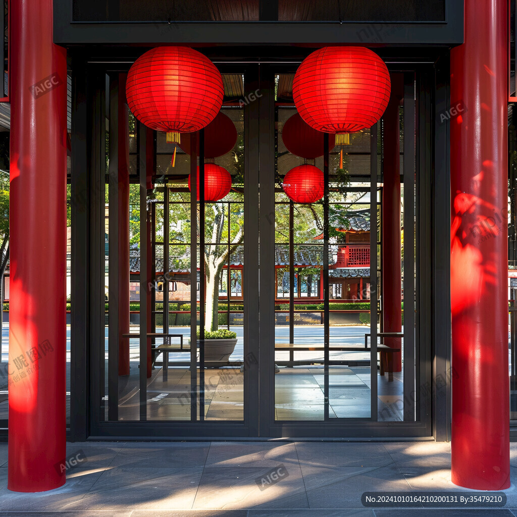 红灯笼幕墙拱门