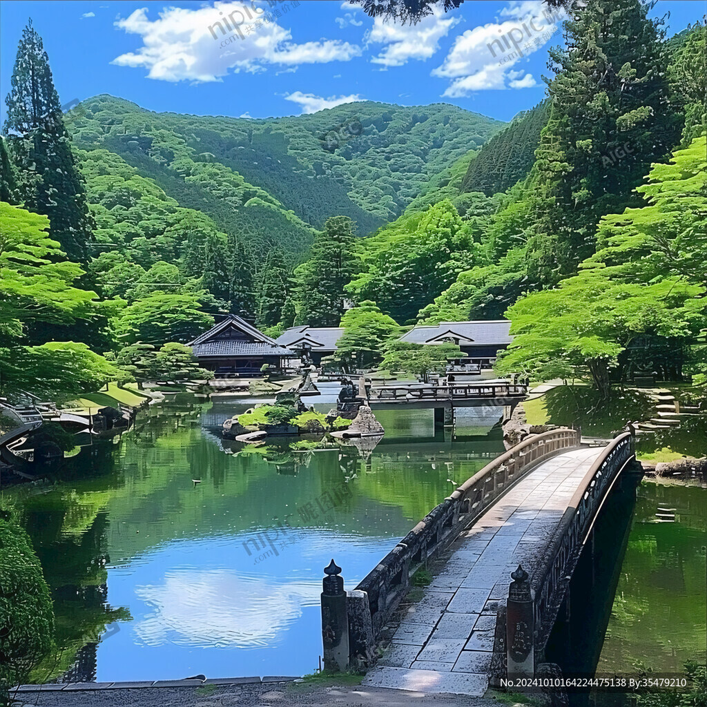 高山寺庙湖水