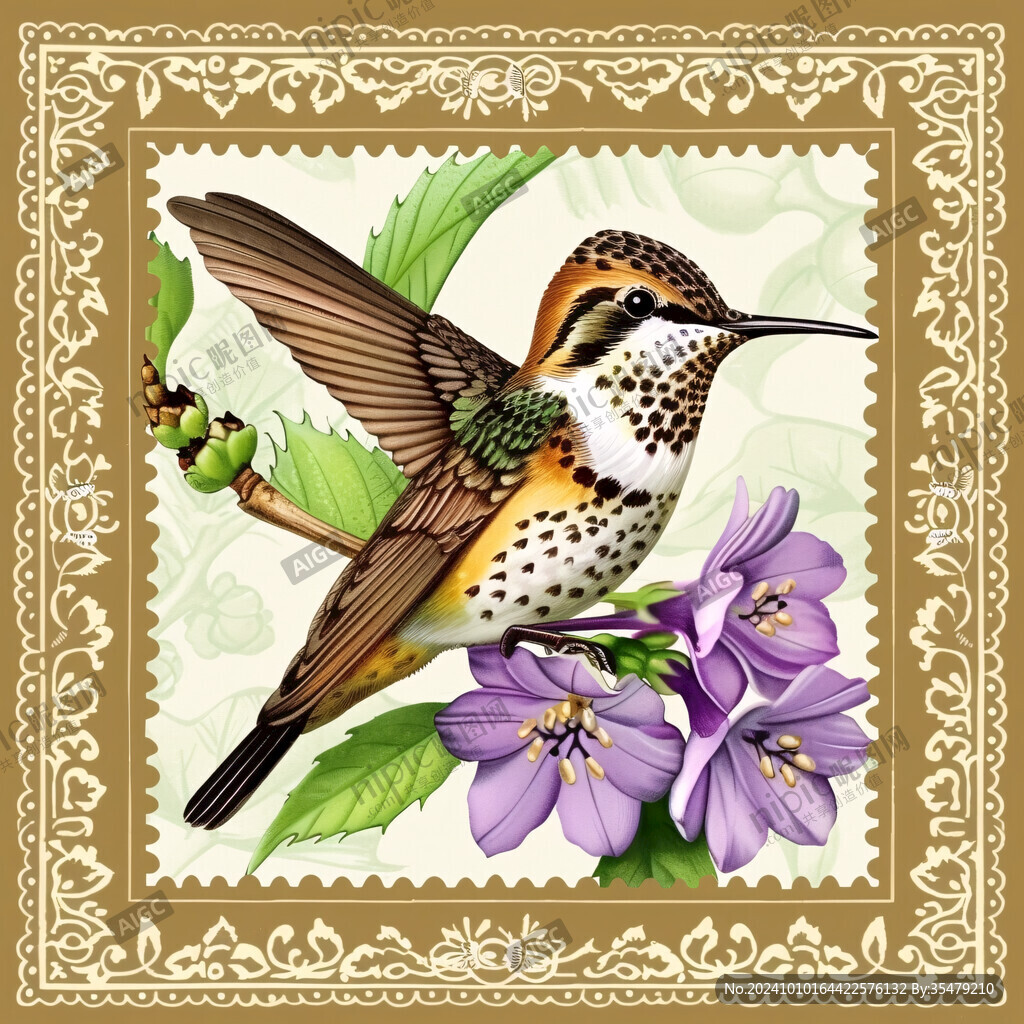 欧美风格鸟花卉