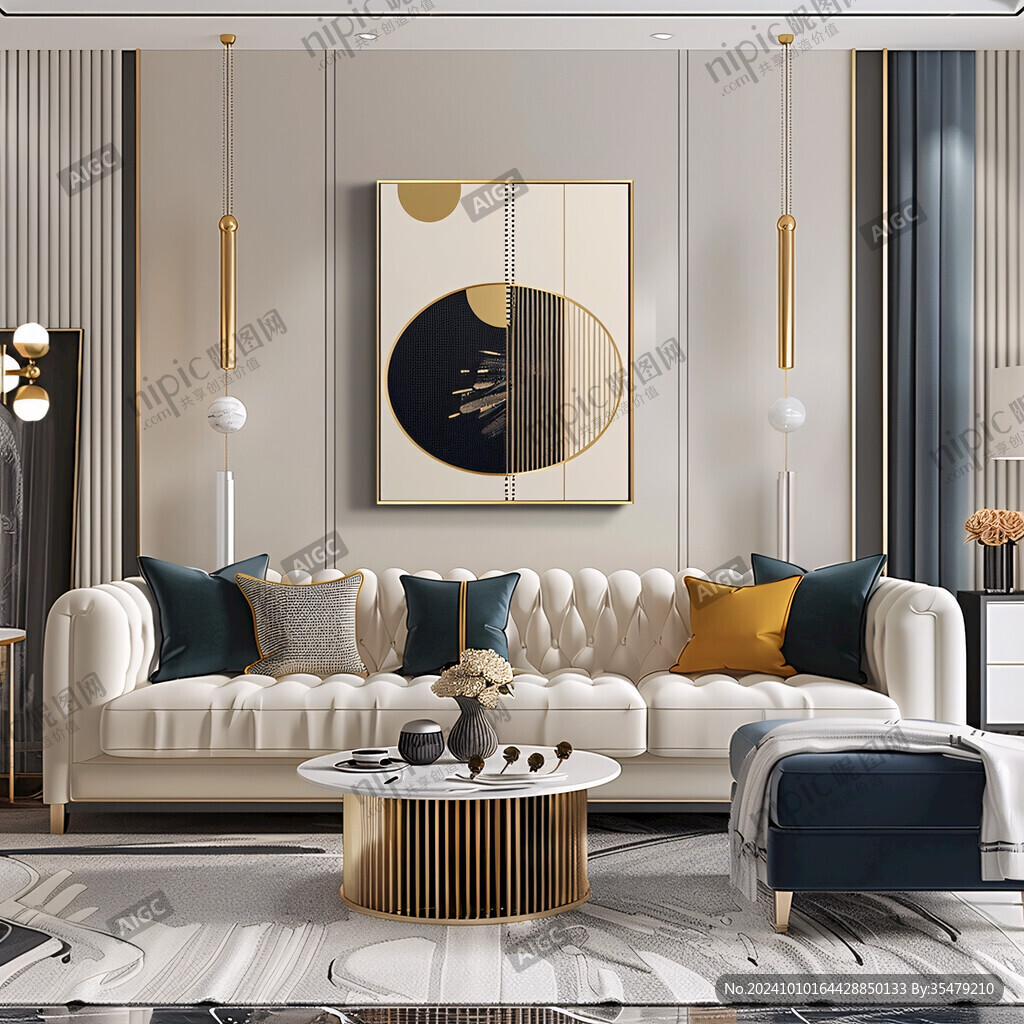 轻奢金线客厅背景