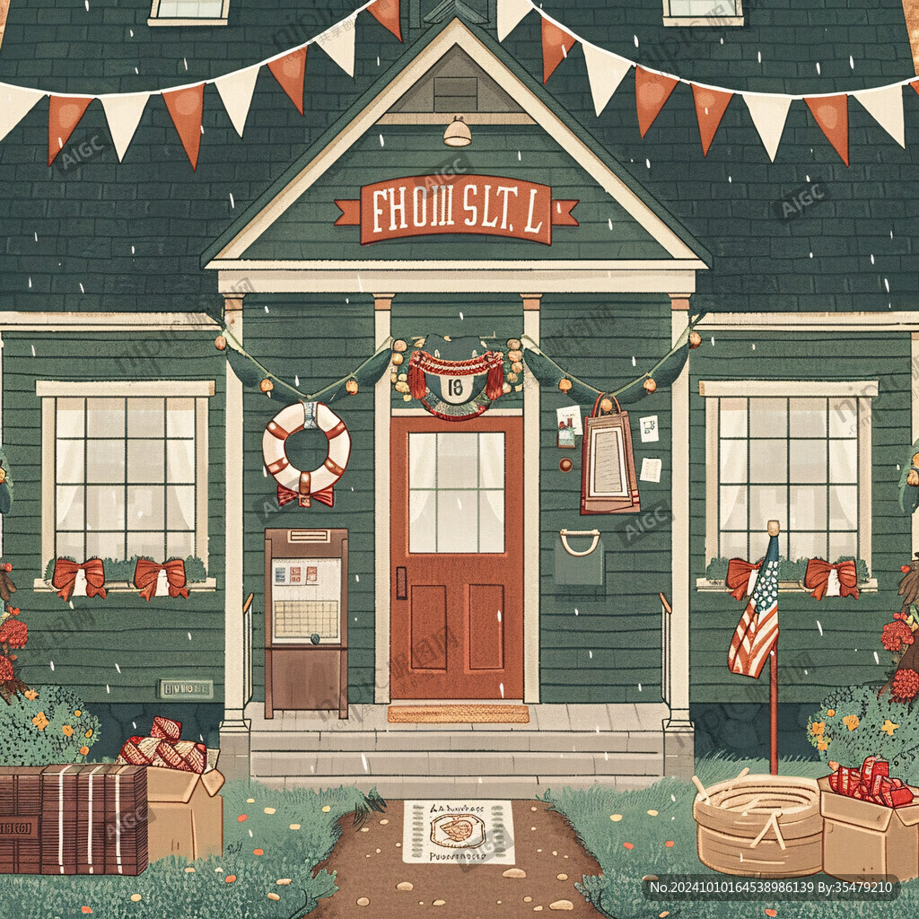 圣诞节街道房屋