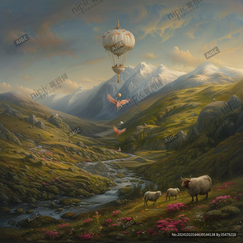 手绘梦幻羊风格装饰画