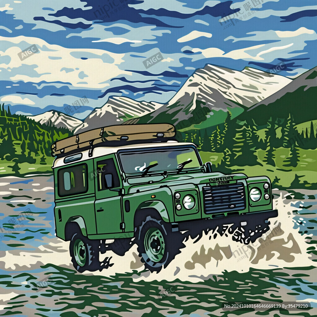 手绘吉普车