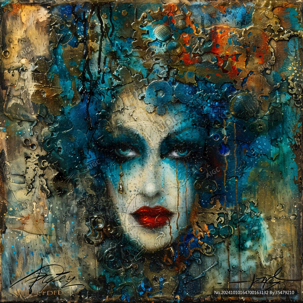 唯美抽象画水彩画女人