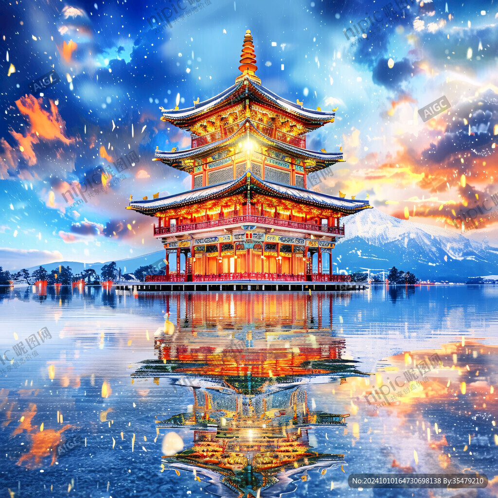 应星楼中国风山水意境