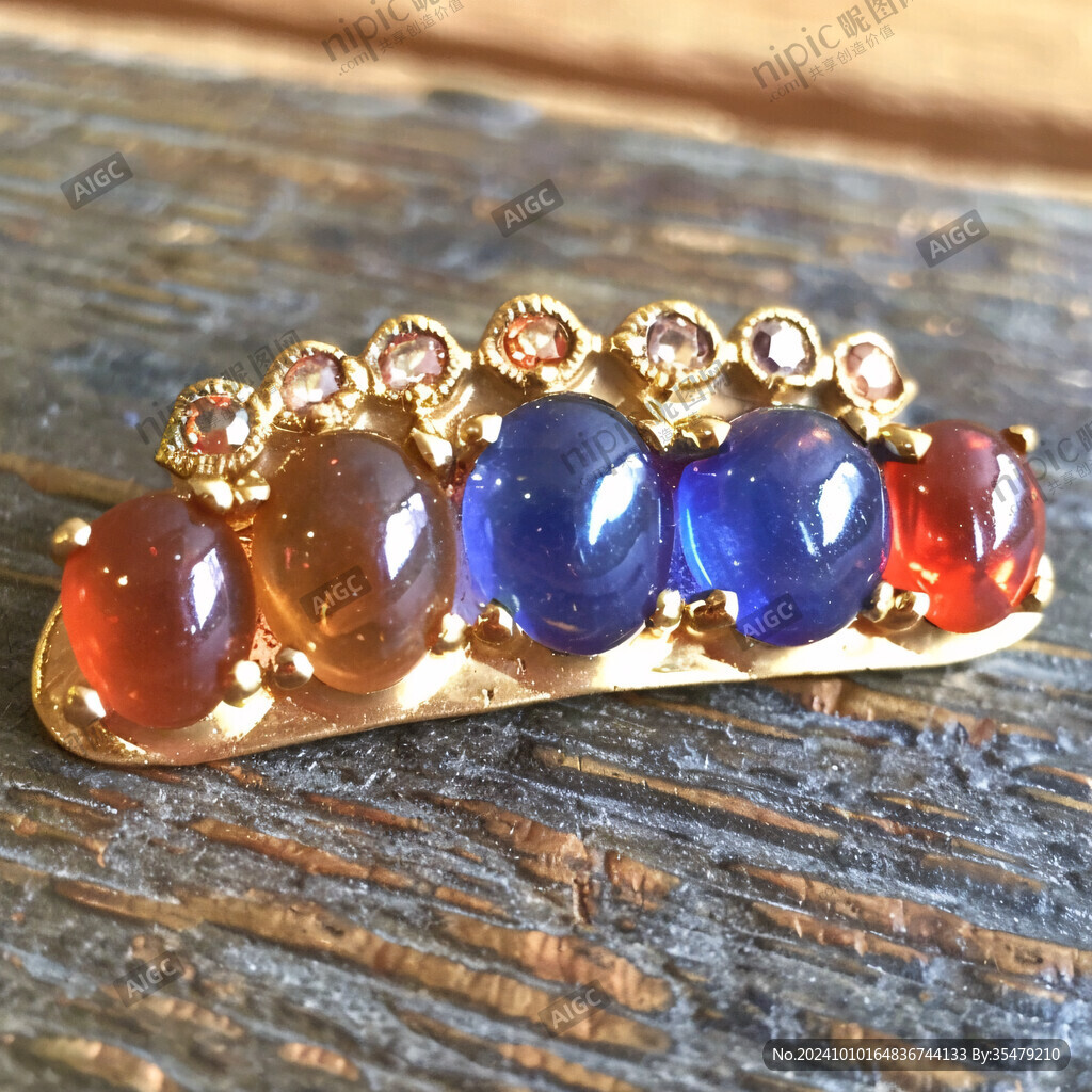 金镶红蓝宝石冠