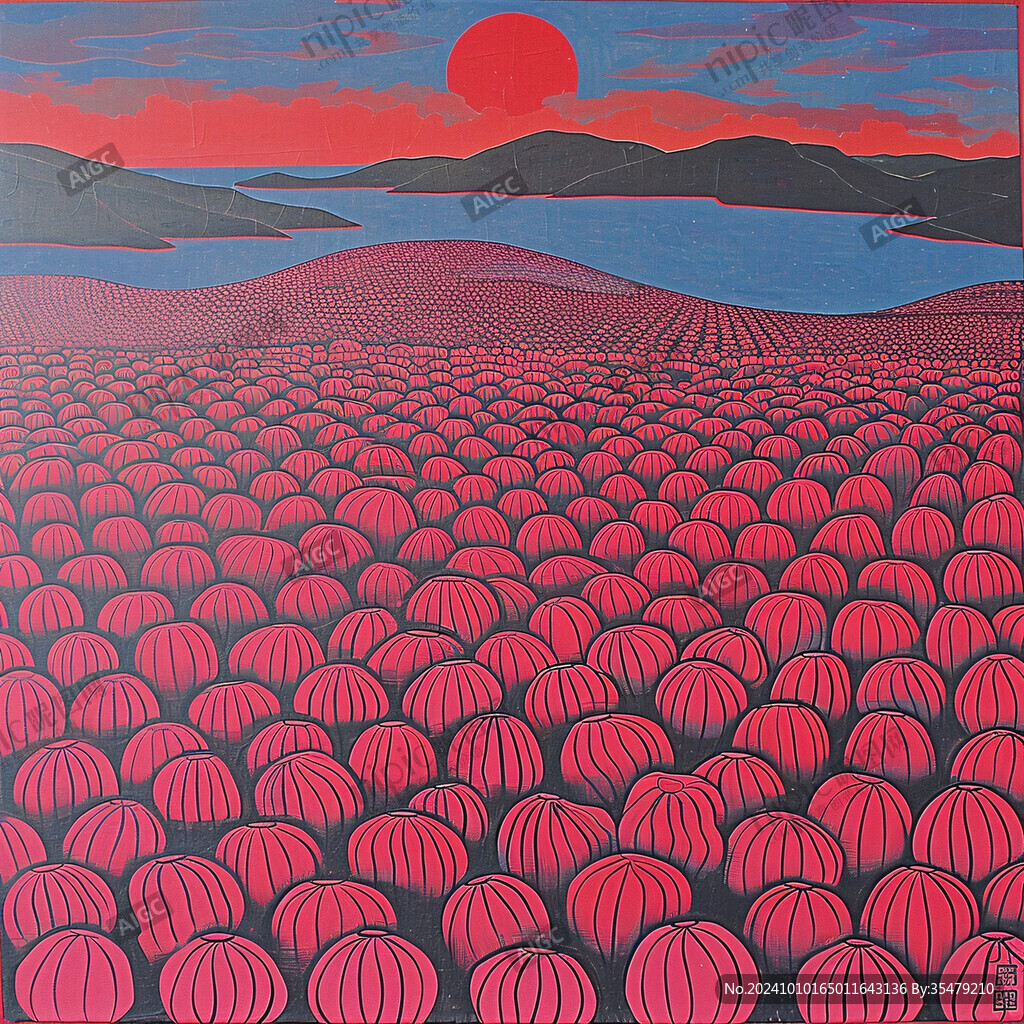 旭日东升线条装饰画