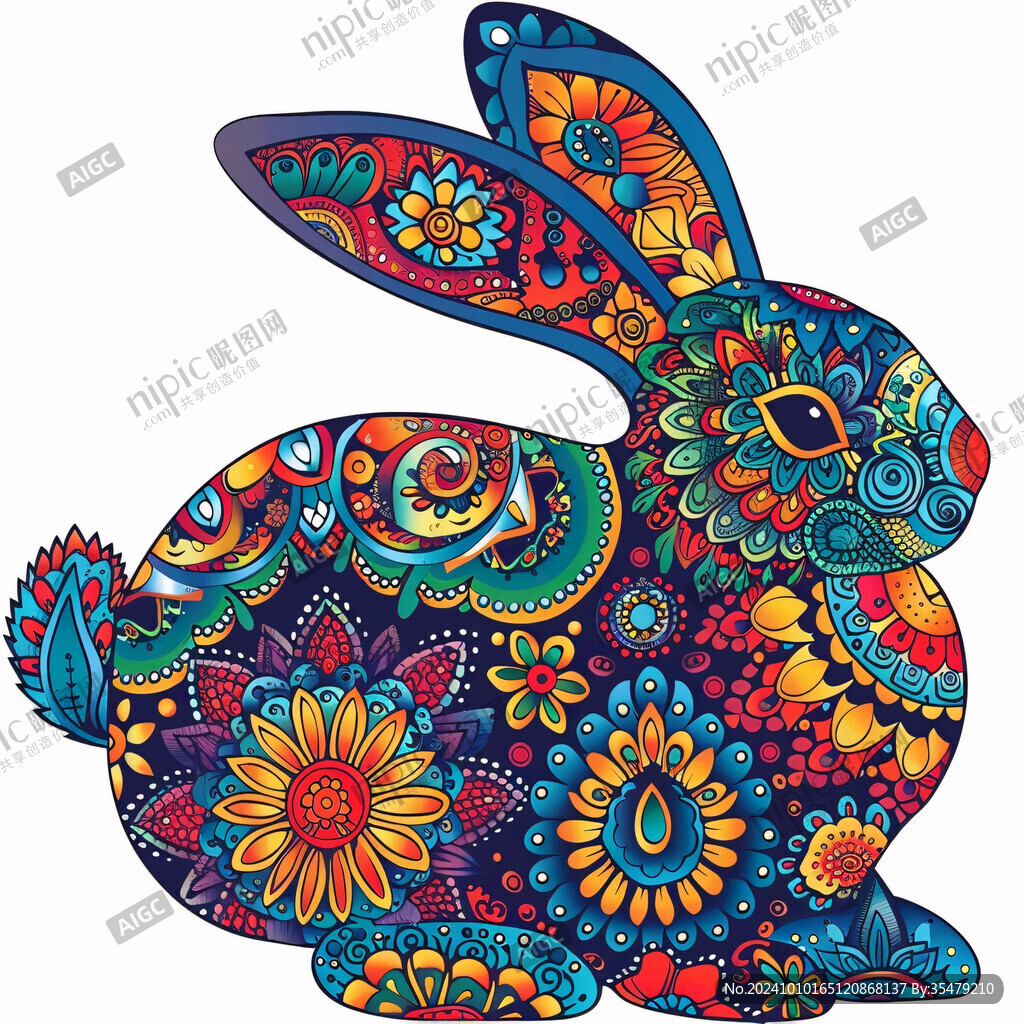 民族风写意兔子