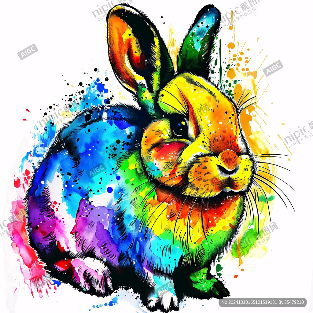 手绘兔子装饰画