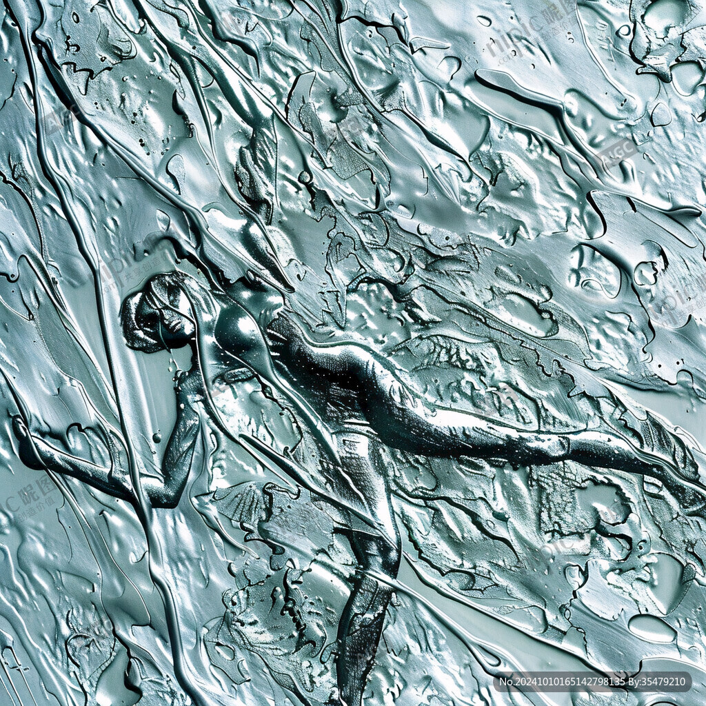 游泳的少女浮雕