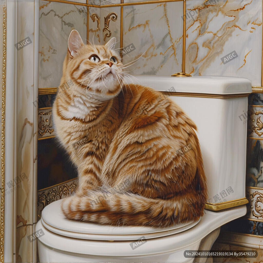 马桶盖上的猫