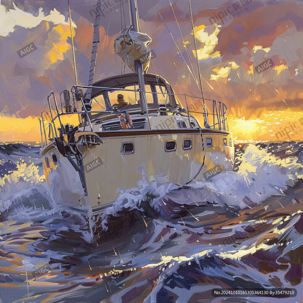船舶水粉画