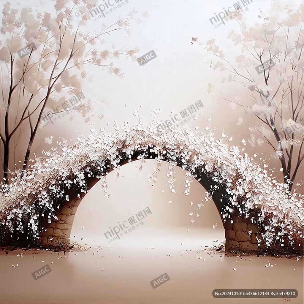 手绘秋季主题朦胧插画