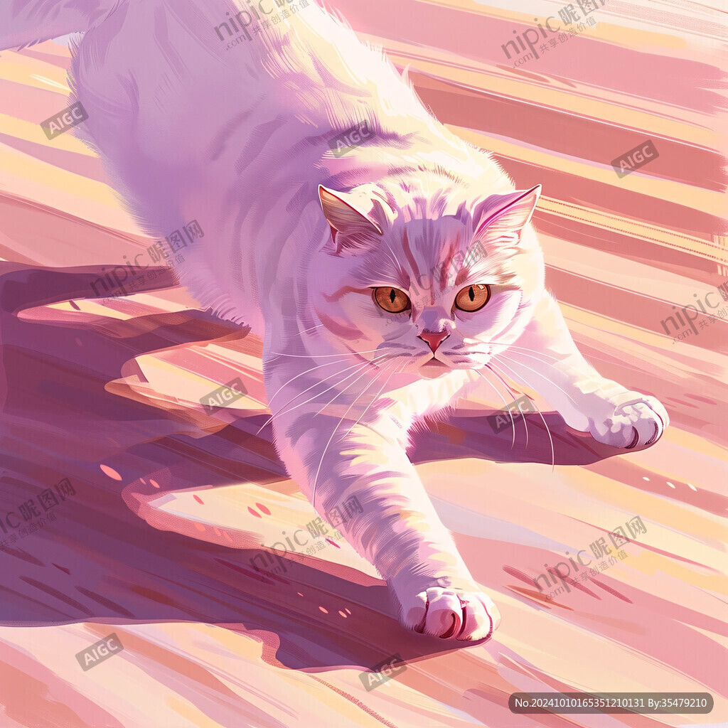 晒太阳的猫插画