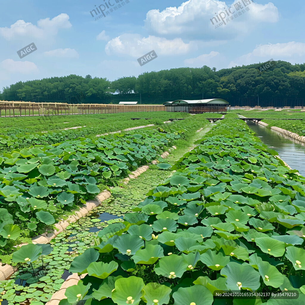 人工湿地荷花池景观