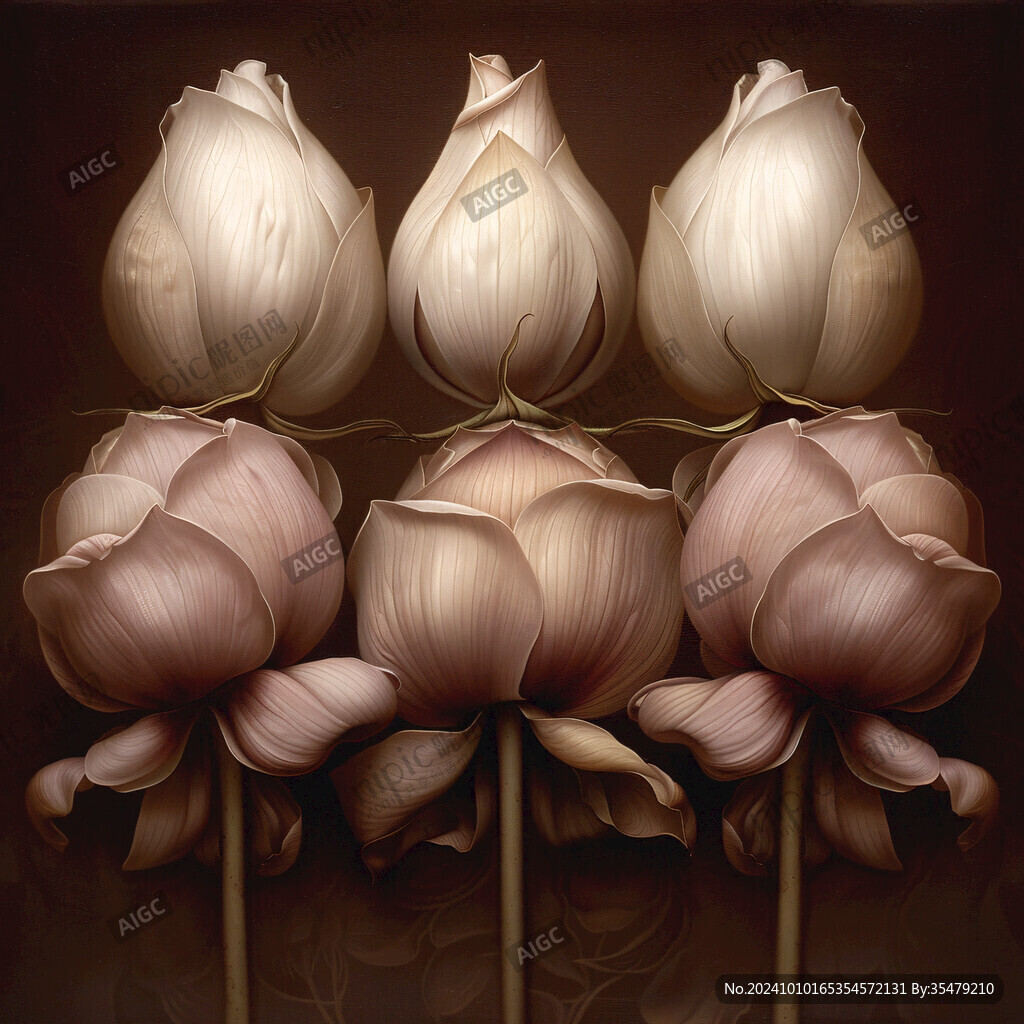 手绘金属质感荷花