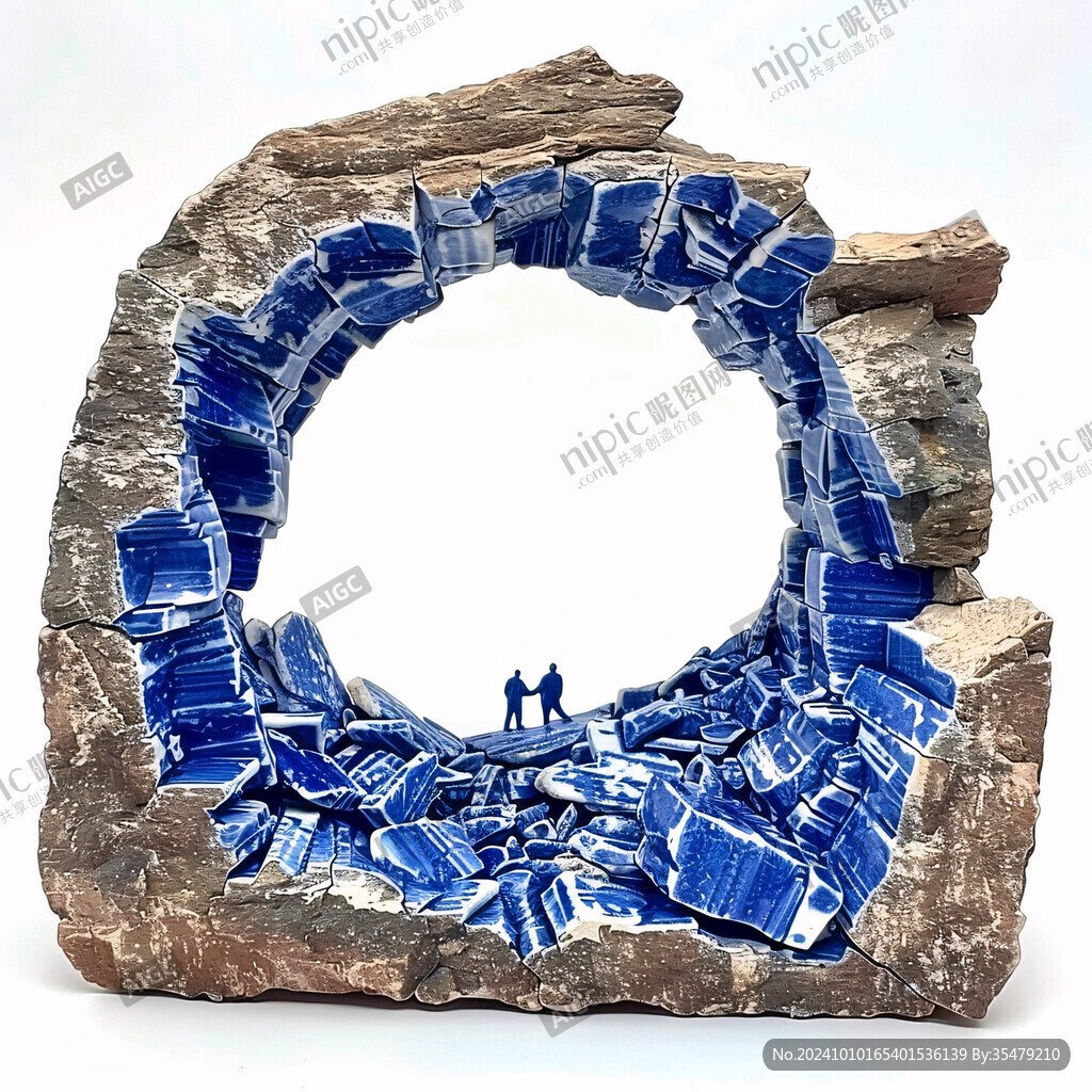 青金石雕山水图山子