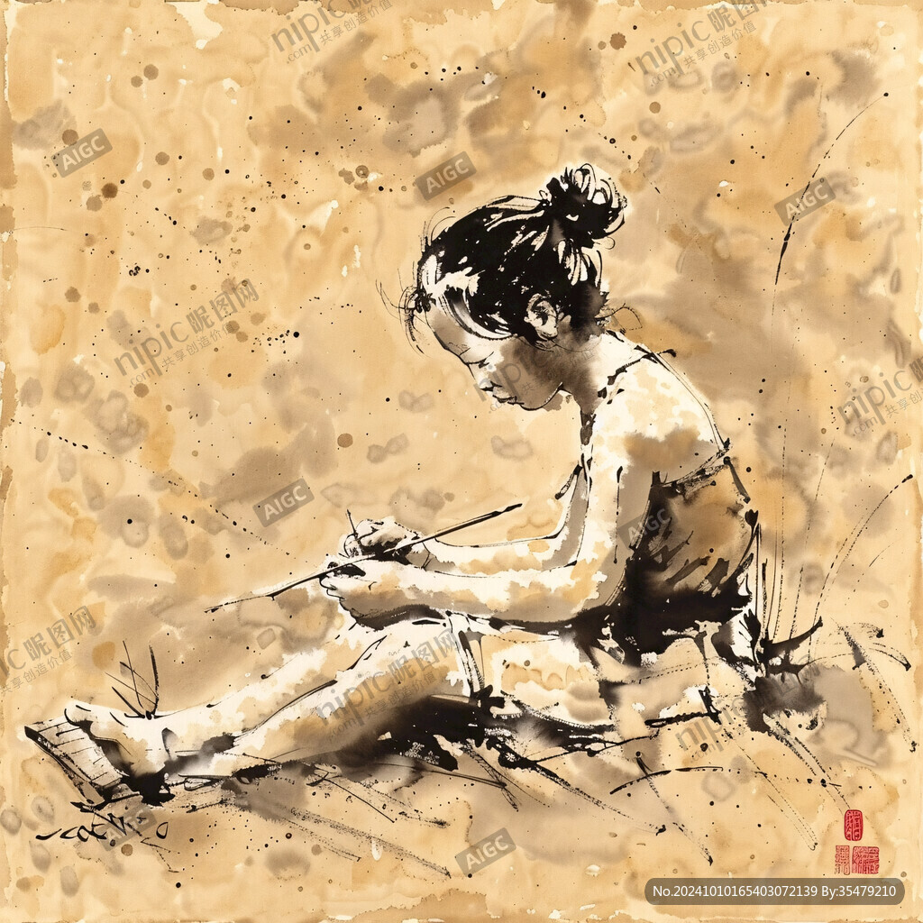 知性读书女人女性图案