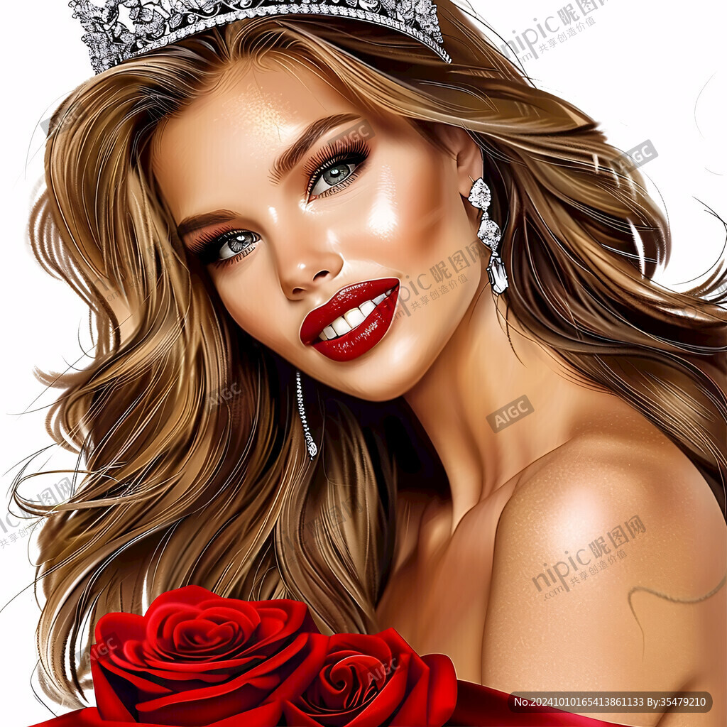 戴皇冠的女人插画