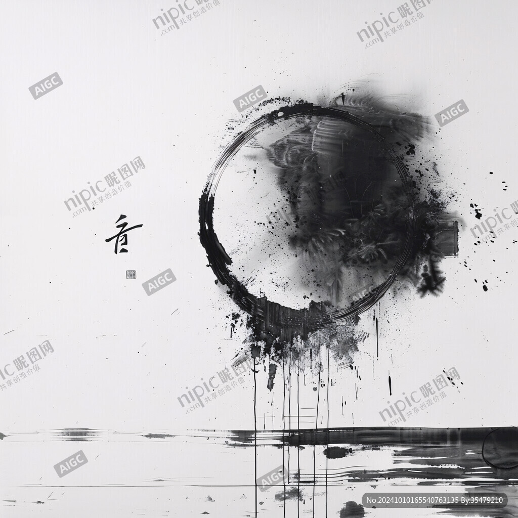 墨水墨痕墨韵墨水挂画