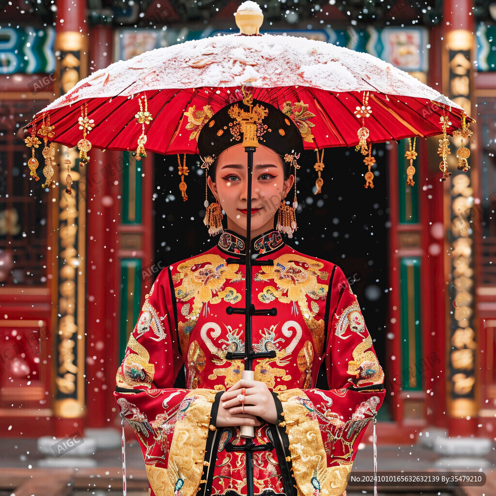 凤冠霞帔婚纱照结婚照