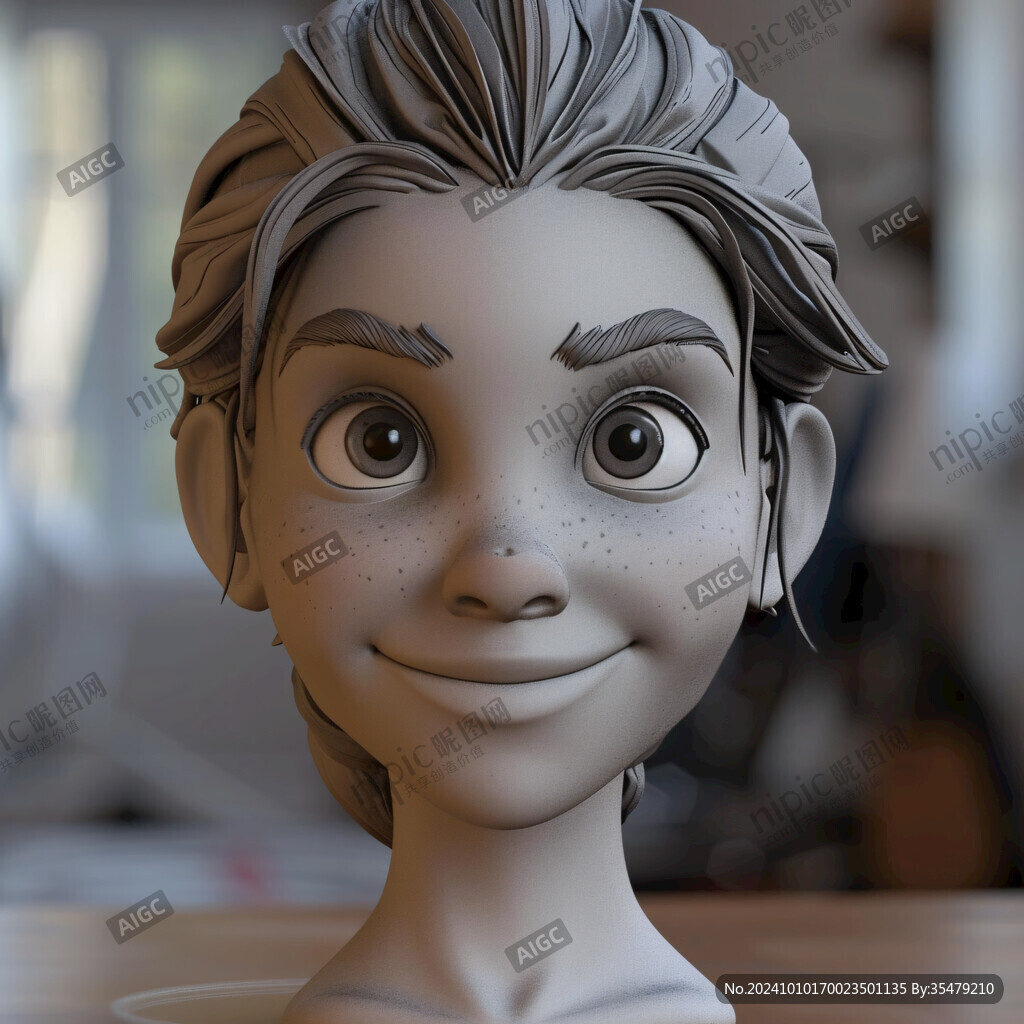 夸张表情小孩子雕塑