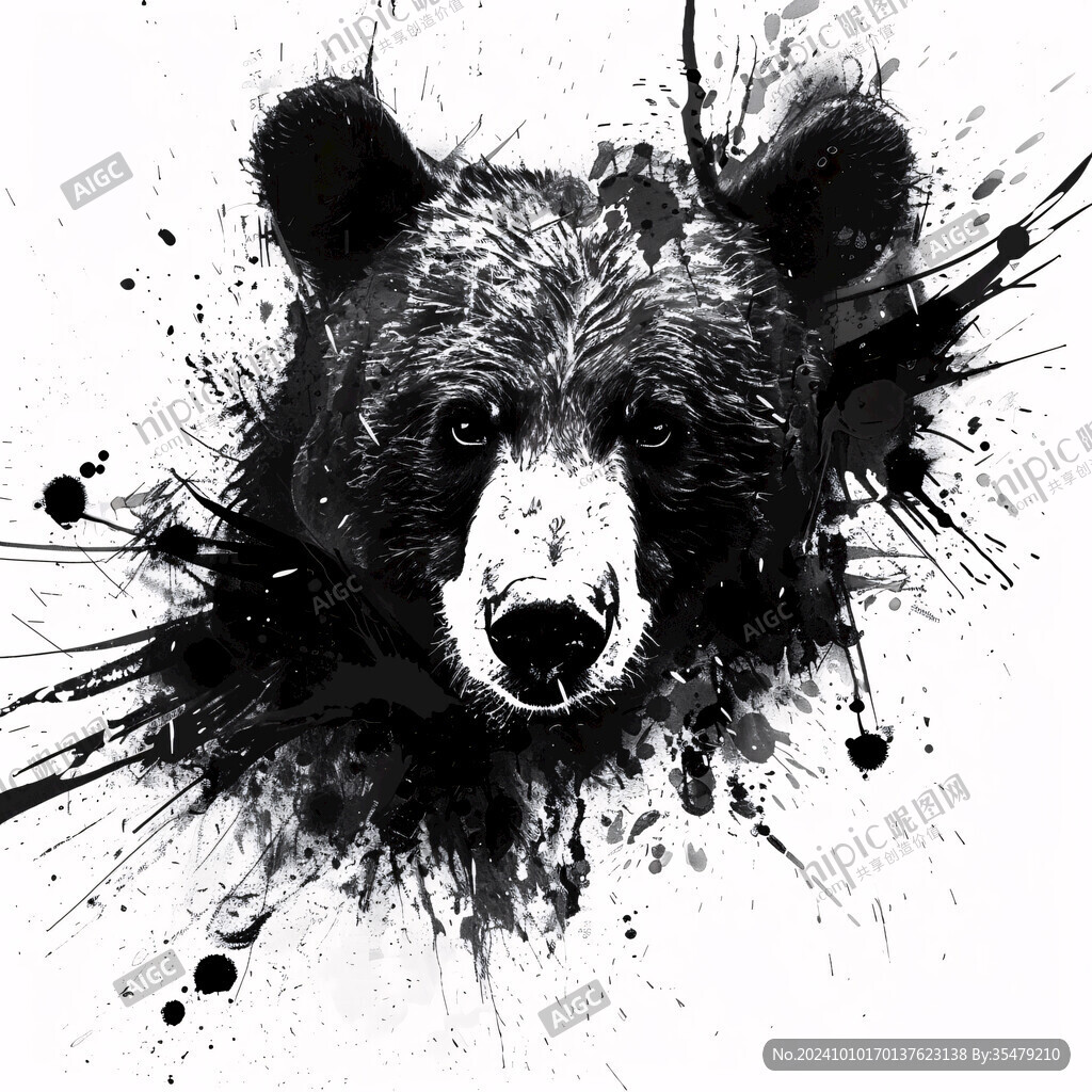 哺乳动物水墨喷溅效果