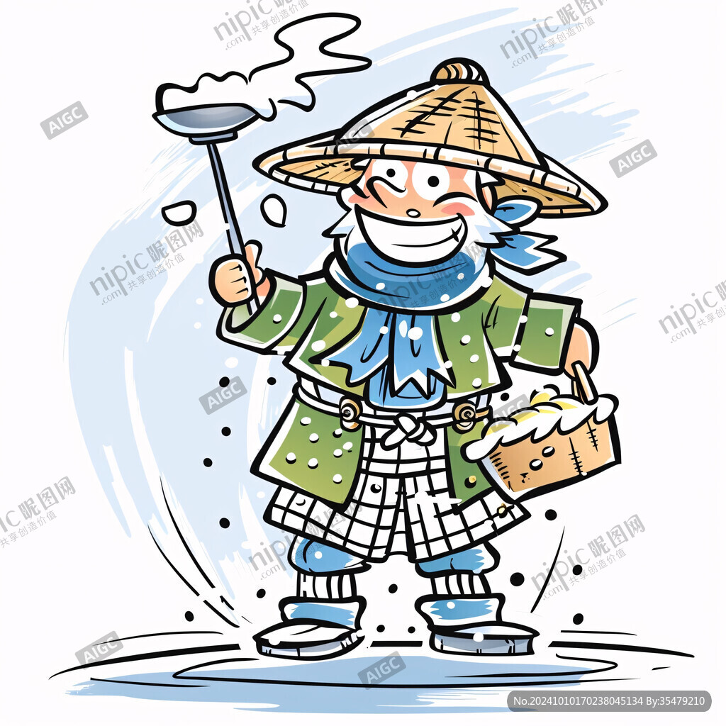 农夫烧带鱼农夫插画