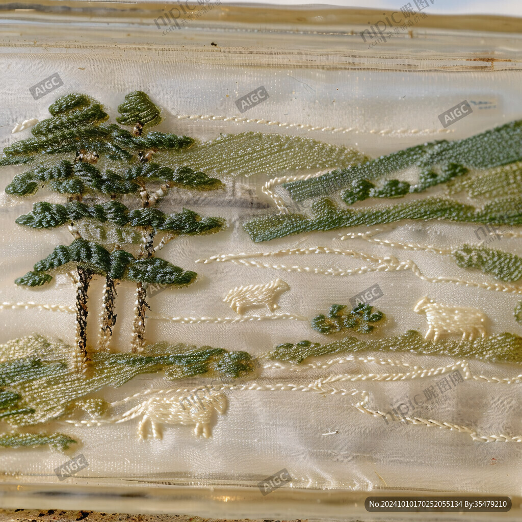 猛犸象化石骨架鱼皮画