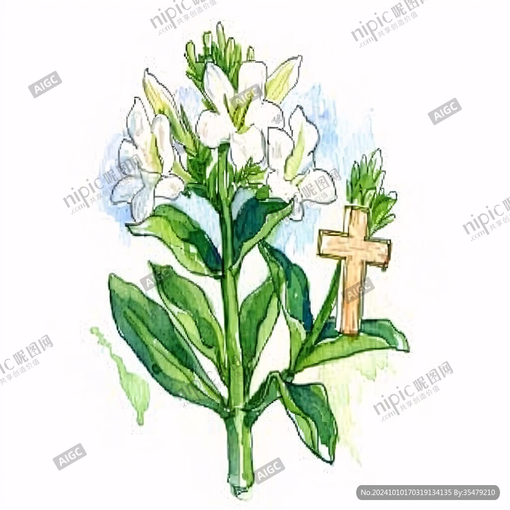 草本狗牙花插画